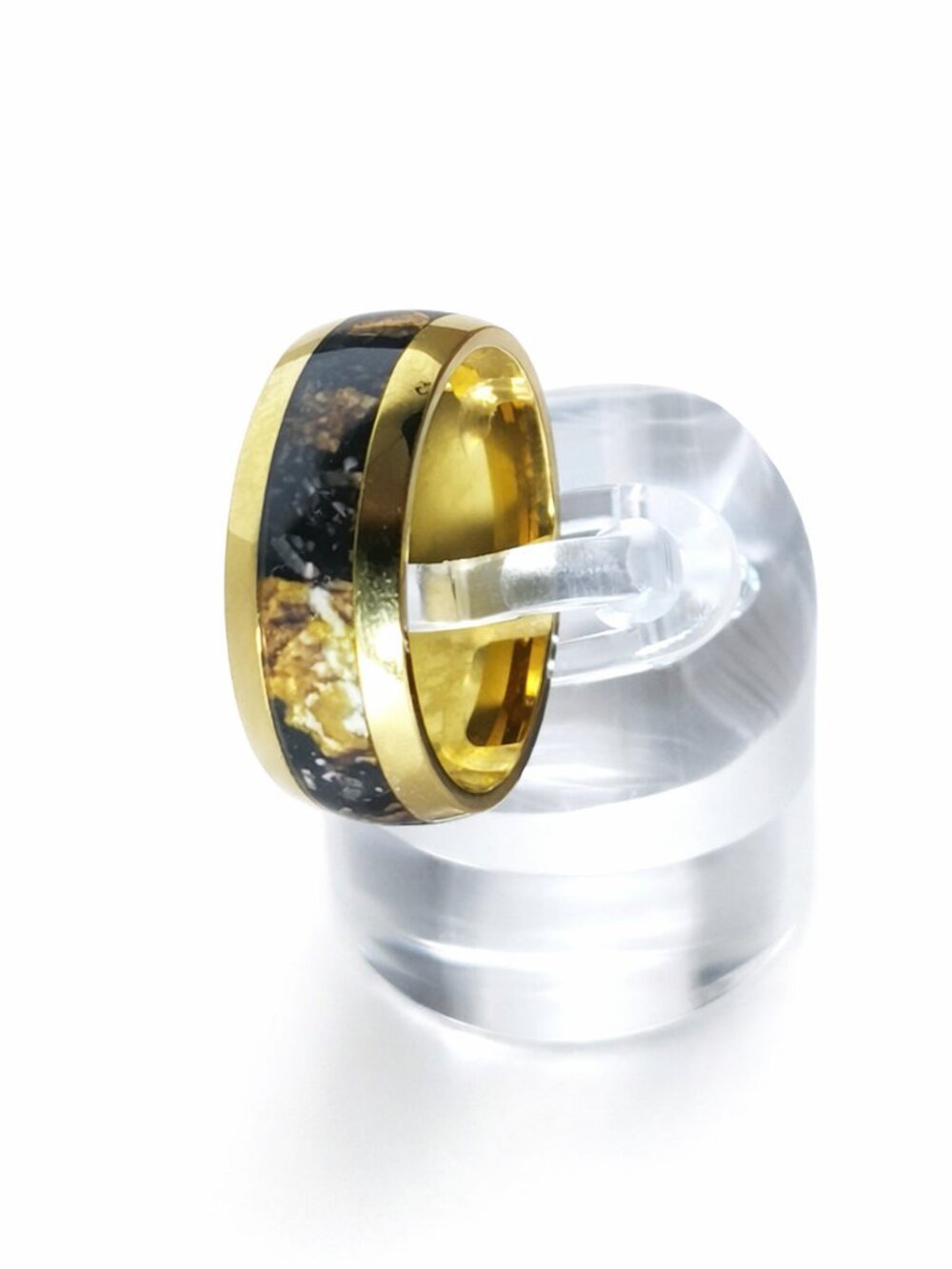 Size 13 Gold Stainless Steel 8 mm Celestial Horizon Wedding Band